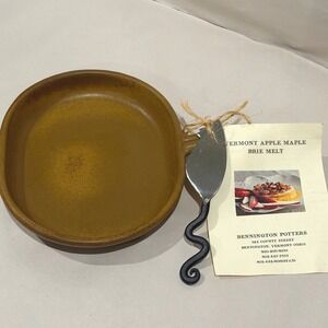 Bennington Potters Cheese Please Set Elements Gold Bistro Plate & Brie Spreader